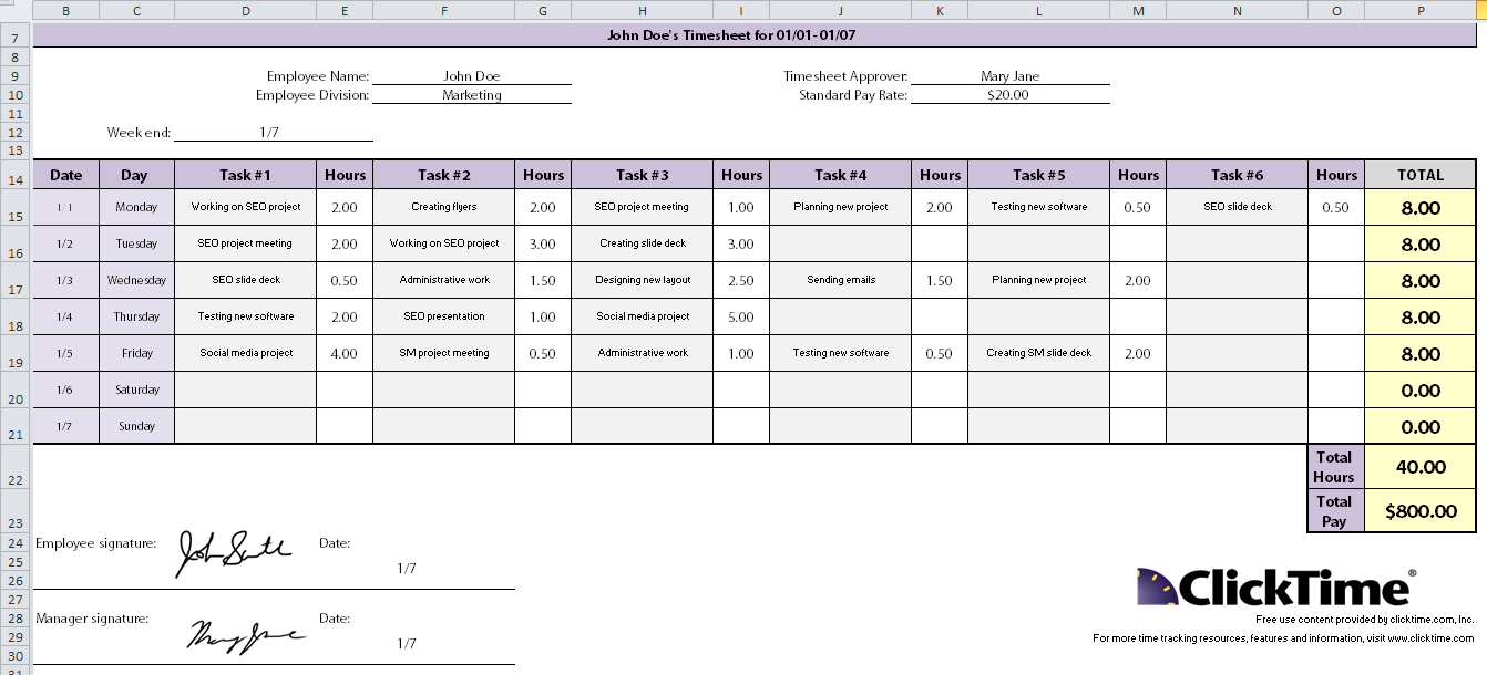 Timesheet Template