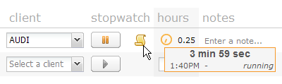 Built-in stopwatch tracks time down to the second.