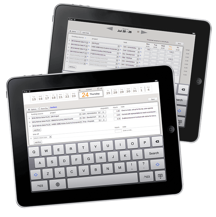 online timesheets ipad tablet application ClickTime