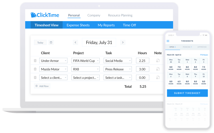 desktop and mobile timecard