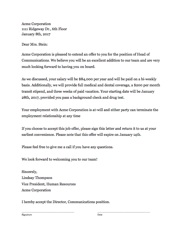 Offer Letter Template That Works ClickTime